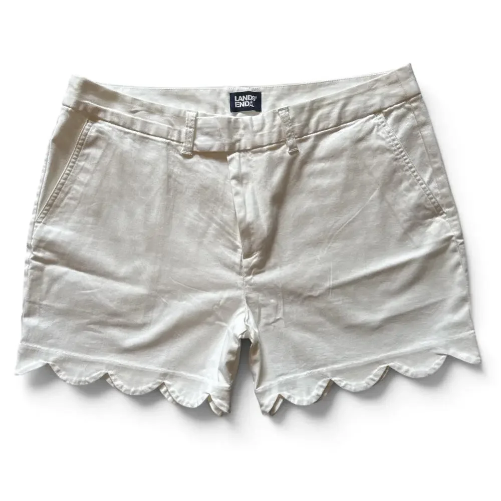 J. Crew Shorts White Scalloped Hem Cotton Stretch Womens 16 Summer Preppy Tennis